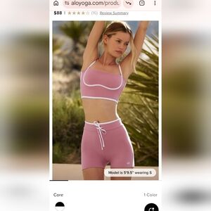 ALO Yoga Women's Pink Wild Rose Mauve Sports Bra and Shorts Set